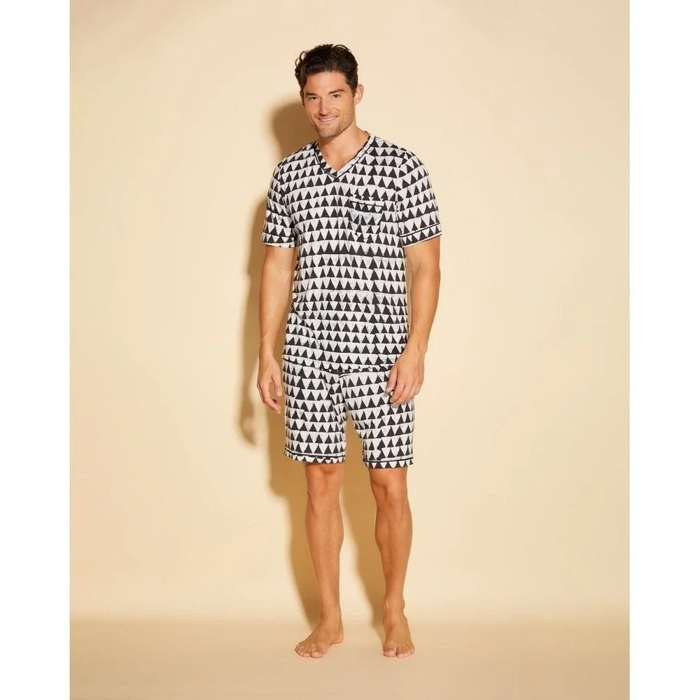 Cosabella Men's‎ Designer Pajama Set Black White Geometric Print L